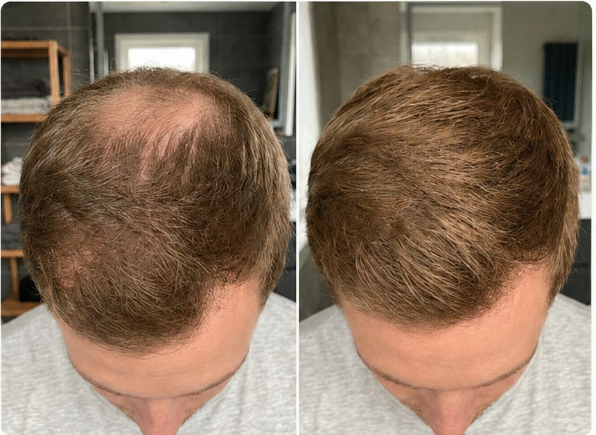 Confronto prima e dopo dei capelli di Mathew